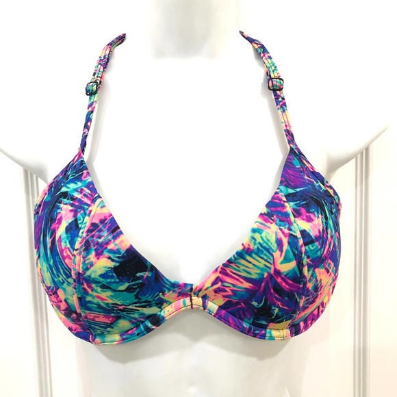 PINK Victoria's Secret Other - PINK Victoria's Secret Blue Pink Multi Bikini Bathing Suit Top Small